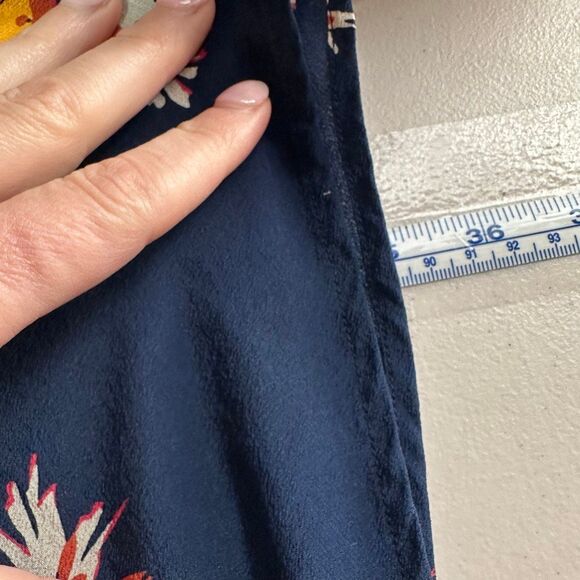 Madewell Silk Poppy A-Line Cactus Flower Floral Dress Navy Blue Size 4 Feminine - Picture 9 of 13